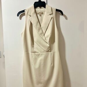 Banana Republic Dress Women's 4 Sleeveless Ivory Pencil Midi Back Zip
